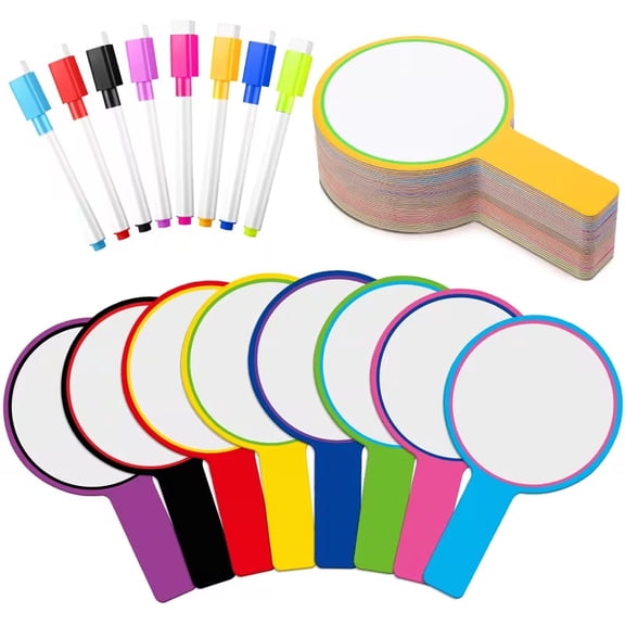 80 Pcs Dry Erase Paddles Set Double-Sided Handheld Whiteboards with 40 Markers for Classroom Voting, Interactive Learning, and Group Activities