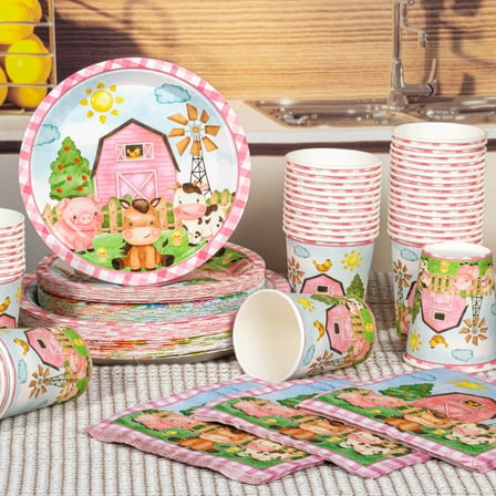 80 Pcs Farm Animal Party Plates and Napkins - Birthday Decorations Farm Plates Tableware - Birthday Party Supplies Serves 20