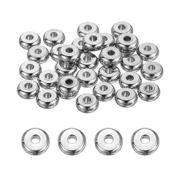 80 Pcs Flat Round Spacer Beads 5mm Stainless Steel Heishi Beads, 1.5mm ID x 2mm H