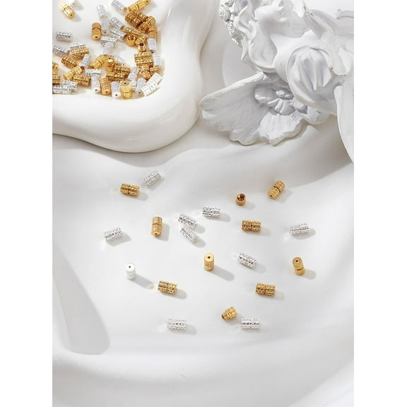 80 Pcs Gold Silver Waist Bead Clasps Alloy Barrel Clasps Metal Screw Clasps for DIY Necklace Bracelet and Jewelry Clasp Making Making DIY