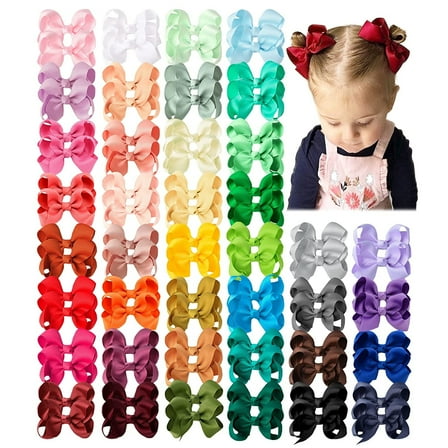 80 Pcs Hair Accessories for Girls, 3" Hair Bows Alligator Clips For Babies Toddlers Teens