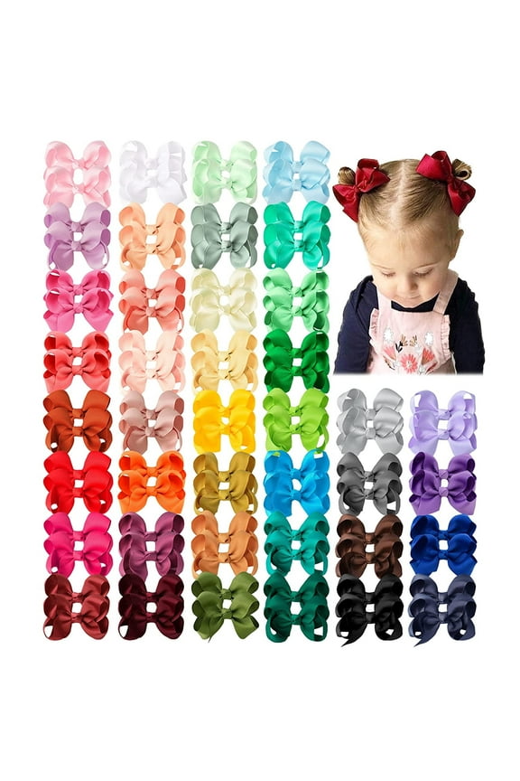 80 Pcs Hair Accessories for Girls, 3" Hair Bows Alligator Clips For Babies Toddlers Teens