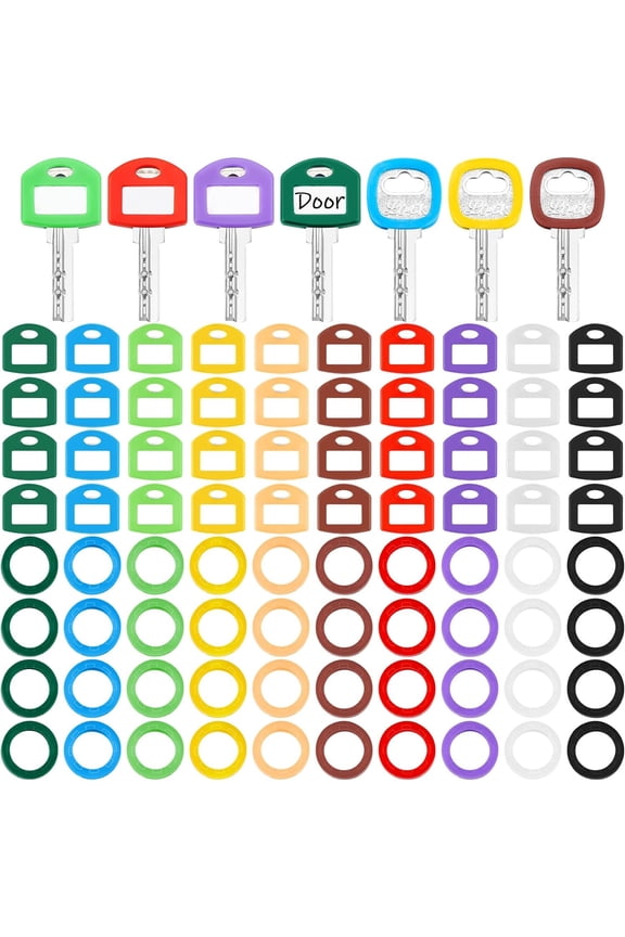 80 Pcs Key Labels Key Color Covers Caps Tags Covers Set Plastic Keys Identifier Rings Toppers for Tags Organization House, 2 Styles(Classic Color)