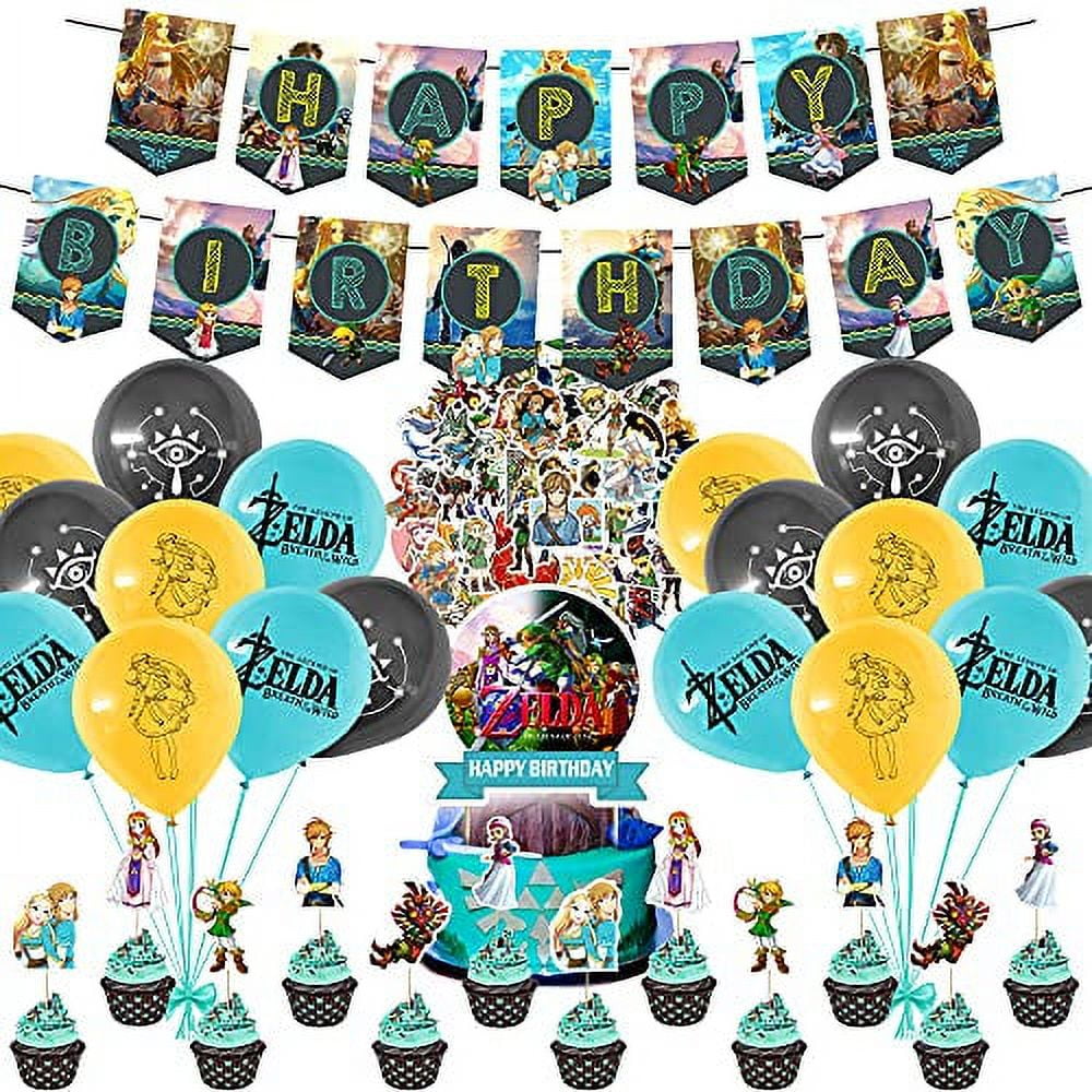 Zelda Party Supplies, Zelda Birthday Party Decorations Includes Happy  Birthday Banner, Balloons, Swirls,Cake & Cupcake Topper for Zelda Theme  Birthday