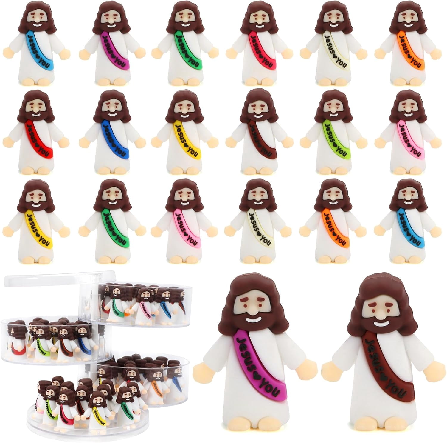 20 Pcs Mini Jesus Figurines - Pocket Religious Figures For Easter Eggs, Sunday School, Baptism & Christmas Decor