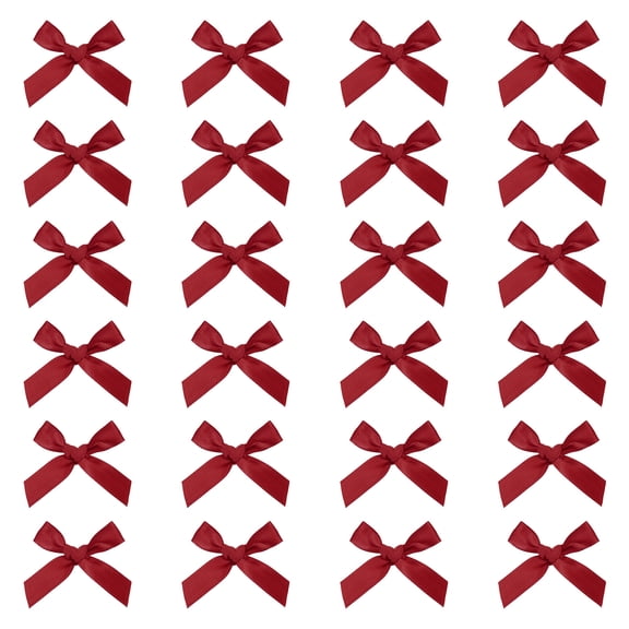 80 Pcs Mini Ribbon Bow 1.8 Inch for Craft DIY Cake Sewing Wedding Birthday Party Wrapping, Burgundy