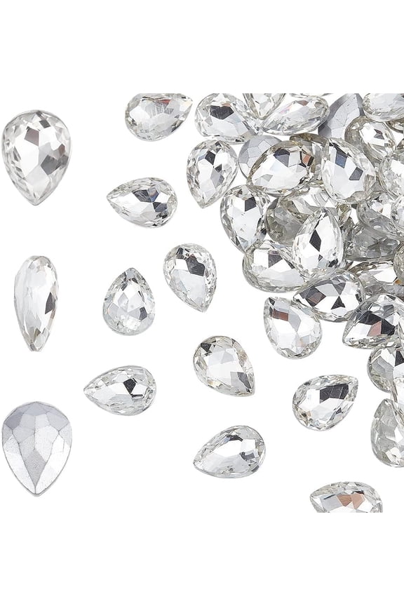 80 Pcs Pointed Back Rhinestone Glass Rhinestones Gems Clear Teardrop Crystal