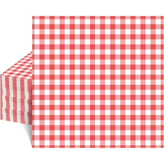 80 Pcs Red Gingham Napkins, 6.5X6.5 Inch Red and White Checkered Napkins Plaid Picnic Napkin Gingham Party Supplies for Patriotic, BBQ, 4th Of July, Bar, Birthday