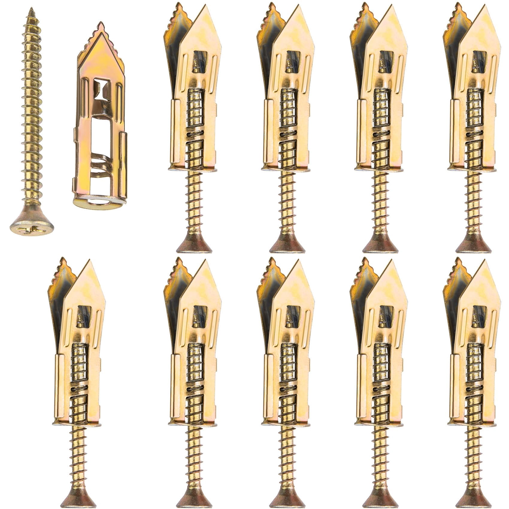 80 Pcs Self-Drilling Anchor Screws, Zinc Plated Steel Drywall Anchors, Heavy Duty Metal Expansion Bolt, No Drill or Holes, for TV, Shelf Straps, Gypsum Boards, Cabinets