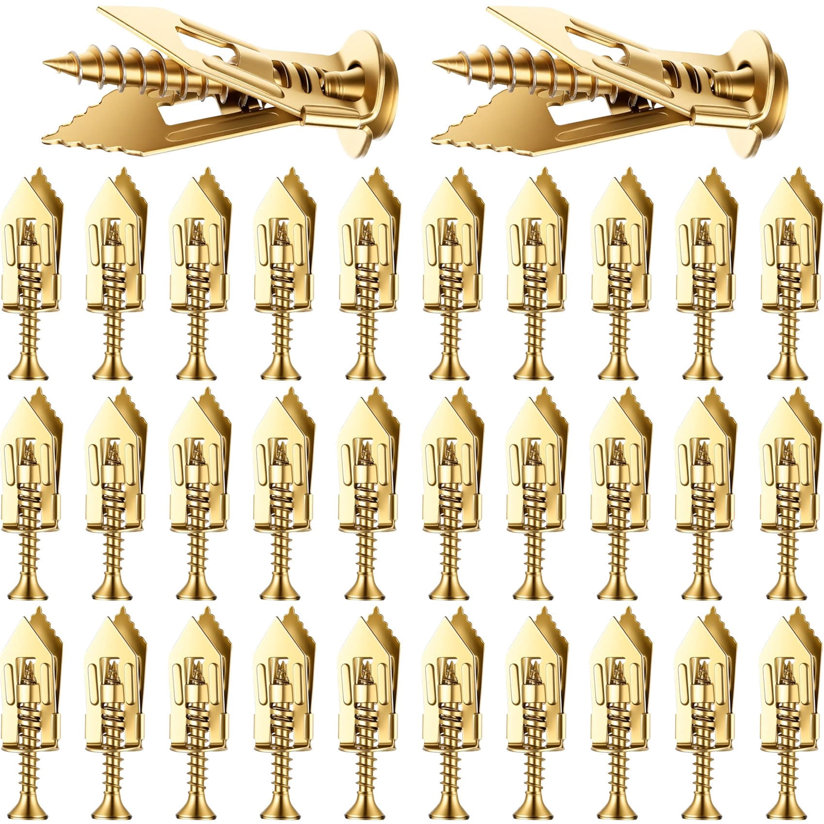80 Pcs Self-Drilling Anchor Screws, Zinc Plated Steel Drywall Anchors, Heavy Duty Metal Expansion Bolt, No Drill or Holes, for TV, Shelf Straps, Gypsum Boards, Cabinets