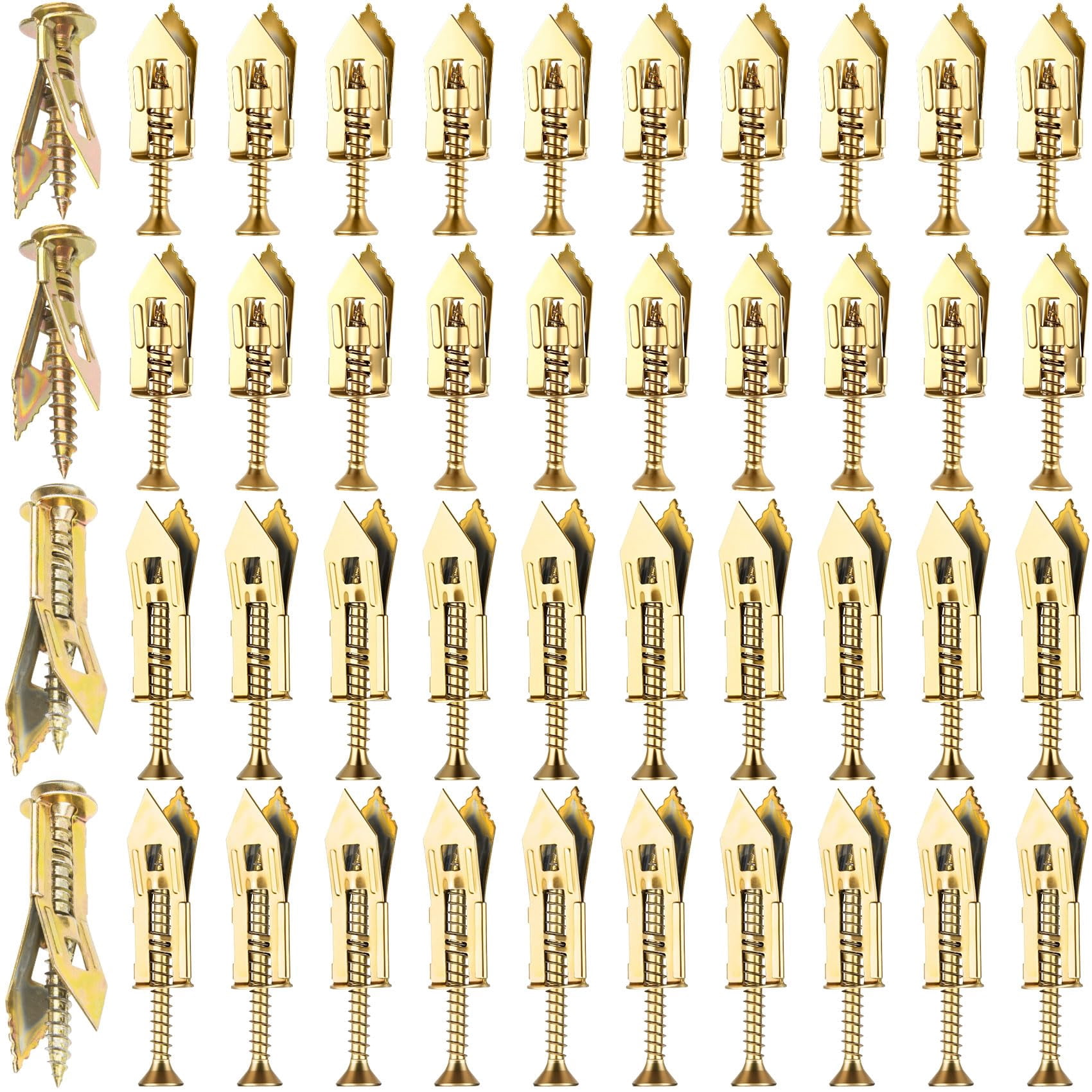 80 Pcs Self-Drilling Anchor Screws, Zinc Plated Steel Drywall Anchors, Heavy Duty Metal Expansion Bolt, No Drill or Holes, for TV, Shelf Straps, Gypsum Boards, Cabinets