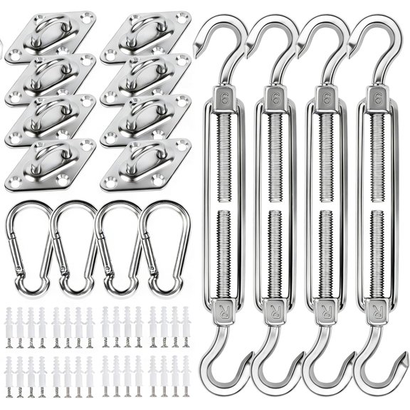 80 Pcs Shade Sail Hardware Kit 6 inch for Triangle Rectangle Sun Shade Sail Installation, 304 Grade Stainless for Garden Outdoors