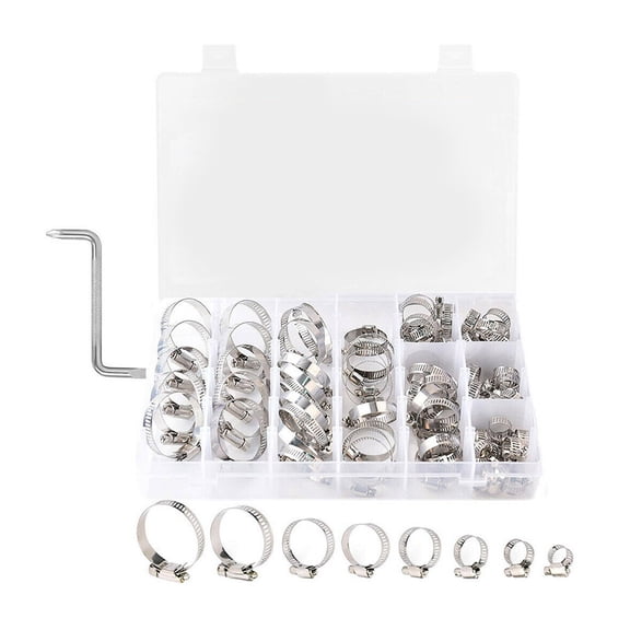 Air Hose Spring Hose Clamp American Style Stainless Steel Hose Clamp Silver 27.4X17.5CM 80 Pcs