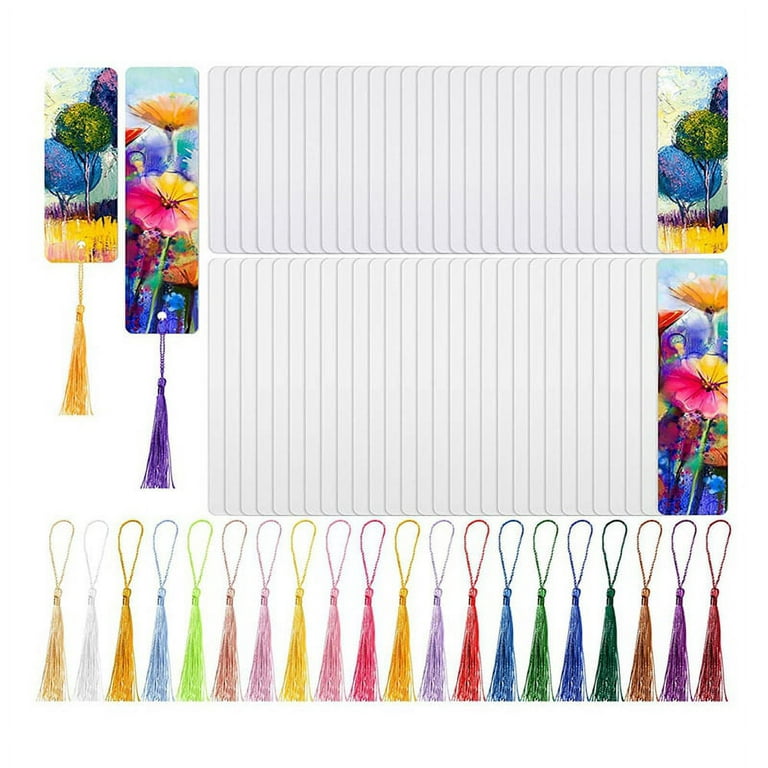 80 Pcs Sublimation Blank Bookmark Heat Transfer DIY Sublimation Bookmarks with Hole and 80 Pieces Colorful Tassels, Men's, Size: Small, Other