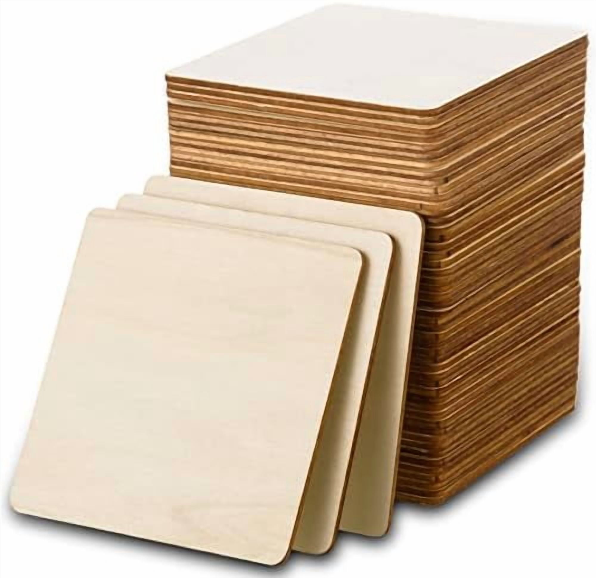 80 Pcs Unfinished Wood Squares, 4x4 Inch Natural Wooden Square Cutouts ...