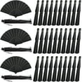 thumbnail image 1 of 80 Pcs Wedding Folding Hand Fans Bulk Silk Fabric Chinese Handheld Foldable Clack Fans with Plastic Ribs for Party, Wedding Gifts, Line Dancing, Home Decorative (Black), 1 of 12