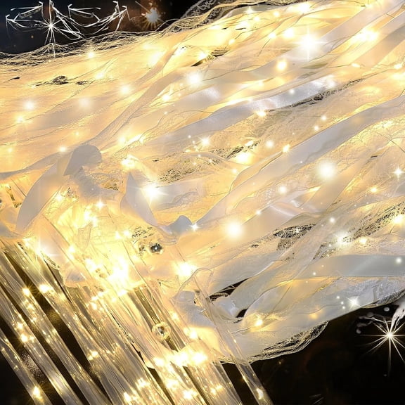 80 Pcs Wedding Glow Sticks LED Fairy Wand Streamers with Bells, 3 Color Flashing Modes, e for Weddings, Party, Thanksgiving and All Festive Events
