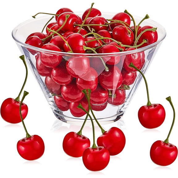 80 Piece Artificial Cherry Decorations Red 2 cm With 4 cm Stem