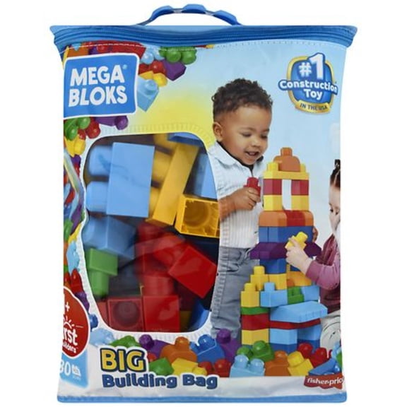 80-Piece Big Building Bag Classic Color Blocks for Toddlers 1+