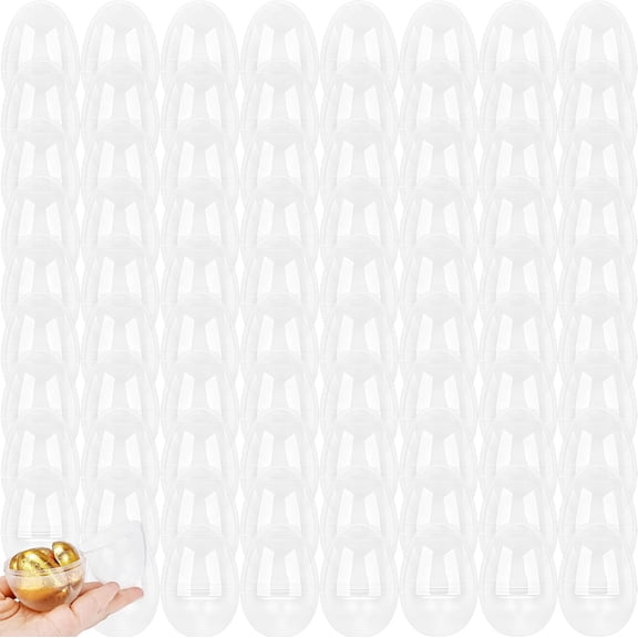 80-Piece Clear Empty Plastic Easter Eggs 3-Inch Translucent Fillable For Candy Basket Stuffers Easter Hunt Party Favors