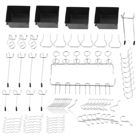 80 Piece Hooks Assortment with Bins, Peg Locks, for Organizing Various Tools for Room