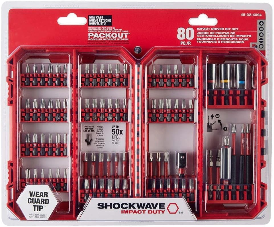 80-Piece Impact Duty Driver Bit Set, Alloy Steel Heavy-Duty Screwdriver Bits with Shock Zone Design
