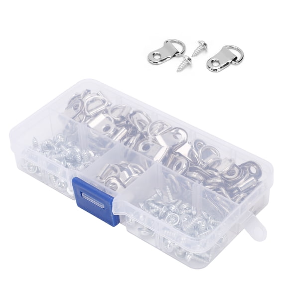 80-Piece Iron D-Ring Picture Hanger Kit with Screws and Wire for Frames