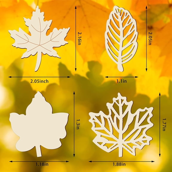 80 Piece Maple Wood Leaf Cutouts DIY Crafts Fall Autumn Leaf Shapes 4 Styles