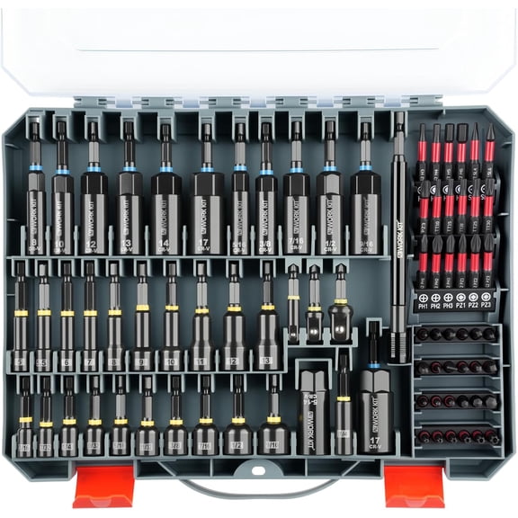 80-Piece Premium Magnetic Impact Nut Driver Set Metric & SAE with Socket Adapters, Bit Holder, Wing Nut Driver, Universal Sockets, Quick Release Extension, Power Bits