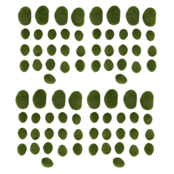 80 Pieces 2 Sizes Rocks Decorative Faux Green Moss Covered Stones