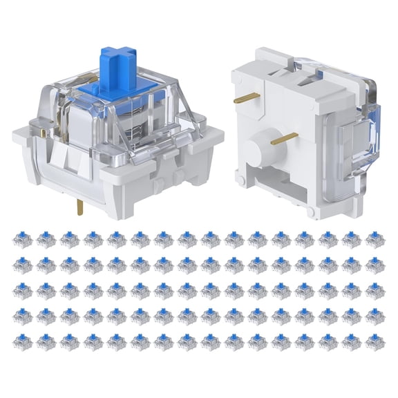 80 Pieces Blue Mechanical Keyboard Switches, 3 Pin Pre-Lubricated Clicky Key Switches, Dustproof and Waterproof Tactile Switches for Mechanical Gaming Keyboard, DIY Switch Replacement Kit