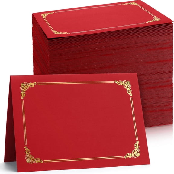 80 Pieces Certificate Holders Diploma Holders Document Holder Certificate Covers Certificate Folders with Gold Foil Border for Letter Size 8.5 x 11 Inches Diploma Documents Awards (Bright Red)