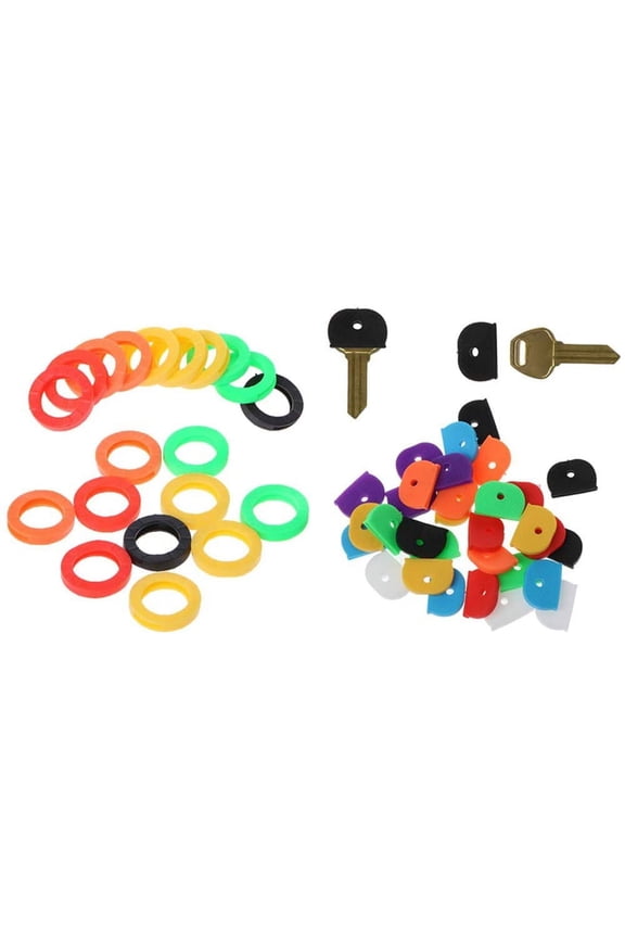 80 Pieces Colorful Key Caps Rubber Key Identifier Rings for House Key