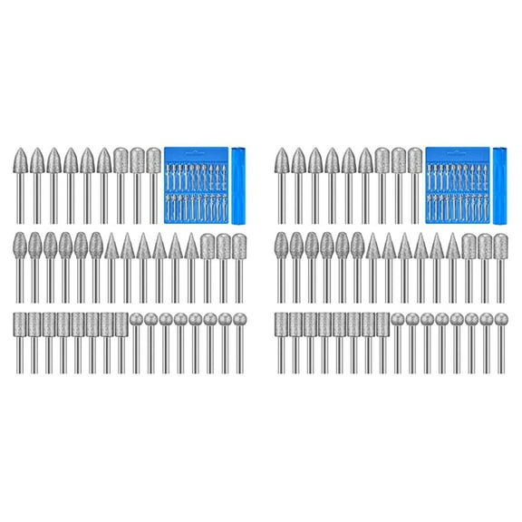 80 Pieces Diamond Burr Bits Stone Carving Set for Rotary Tool with 1/8 Inch Shank for Polishing Engraving Stone