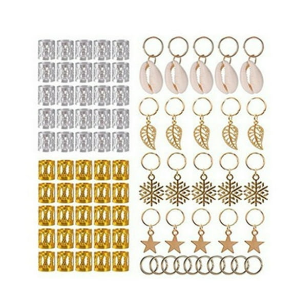 80 Pieces Hair Braid Dreadlock Accessories Braid Clips Hair Lock Jewelry Set Decoration DIY Leaf Star Hair Braid Rings Pendants