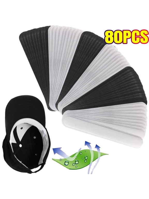 80 Pieces Hat Sweat Liners | Absorbent & Disposable Cap Sweatbands | Reusable & Comfortable Sweat Shields | For Men & Women in Sports & Summer