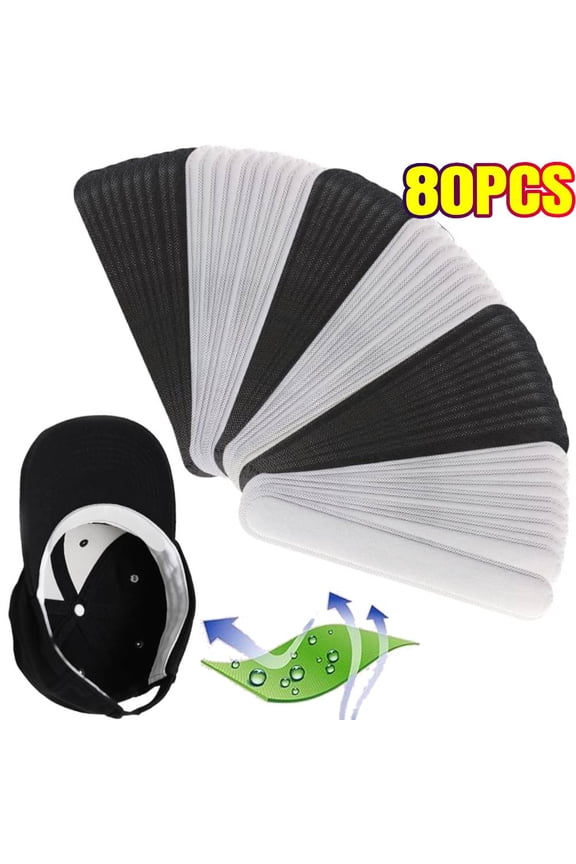 80 Pieces Hat Sweat Liners | Absorbent & Disposable Cap Sweatbands | Reusable & Comfortable Sweat Shields | For Men & Women in Sports & Summer
