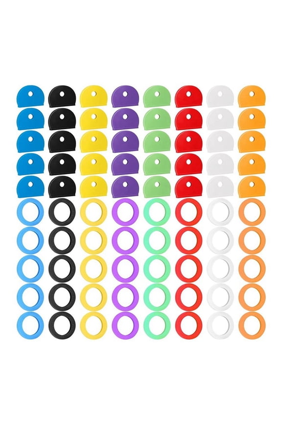 80 Pieces Key Color Covers Key Caps Tags Covers Set Key Identifier Rings Key Toppers for Keys Organization House Key