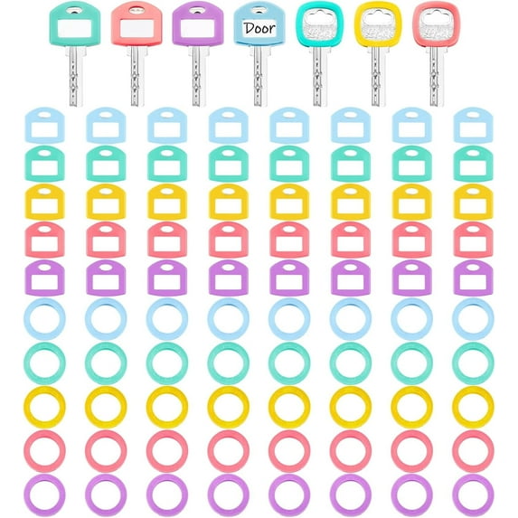JOWNEEL 80pcs Plastic Key Covers, Elastic Durable Key Caps Rings ...