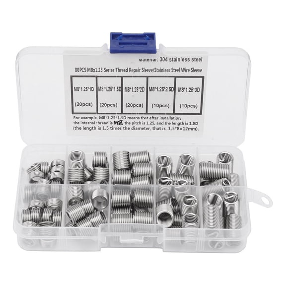 80 Pieces M8*1.25 Spiral Wire Helical Screw