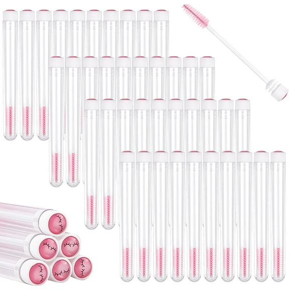 80 Pieces Mascara Wand Tube Set 40 Diamond Empty Eyelash Brush Tubes Spoolies 40 Mascara Wand Lash Extension Brushes Applicators Makeup Tools (Pink Lash Style)