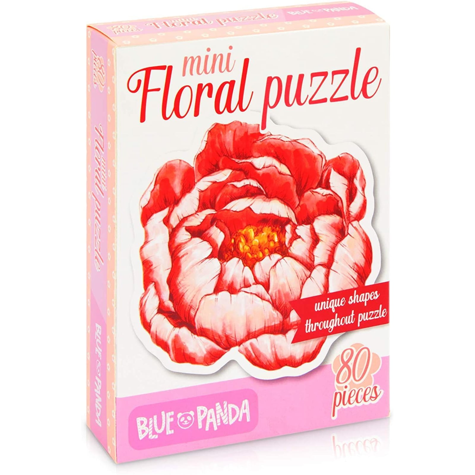 80 Pieces Mini Floral Jigsaw Puzzles for Adults, Pink Flowers Puzzle