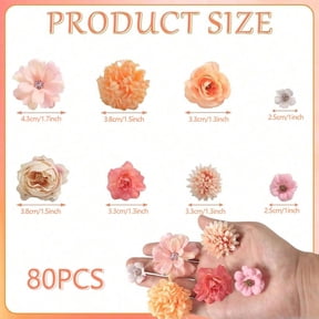 80 Pieces Multicolor Artificial Rose Flowers Small for DIY Bouquet Hair Accessories Floral Arrangement Craft Decor Projects Saffron
