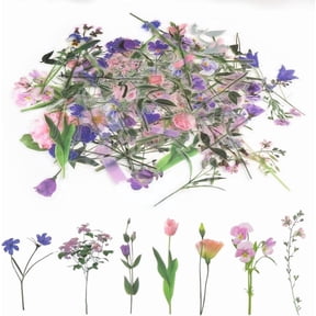 80 Pieces Natural Flower Stickers for Scrapbooking, Self-Adhesive Scrapbooking Stickers Supplies Journal for Adult Card Making Letters DIY