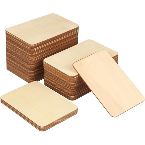 80 Pieces Rectangle Unfinished Wood Pieces, 4 x 6 Inch Natural Wood Cutout Tiles for DIY Crafts, Painting, Carving and Home Decor, Coasters, Ornaments and Wooden Engraving Projects,by