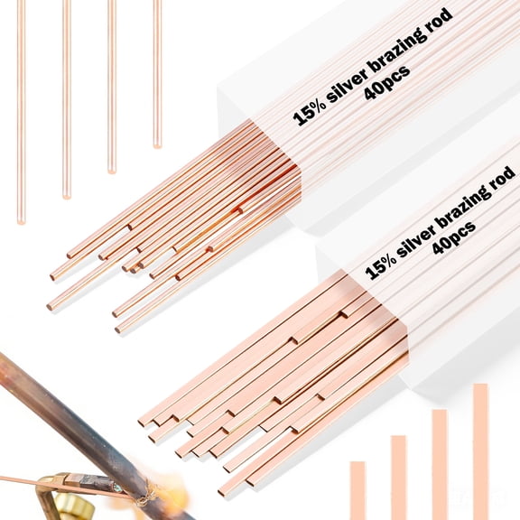 80 Pieces Silver Brazing Rods with Phosphor Bronze, Smooth Flow, Enhanced Capillary Action, for Copper and Plumbing