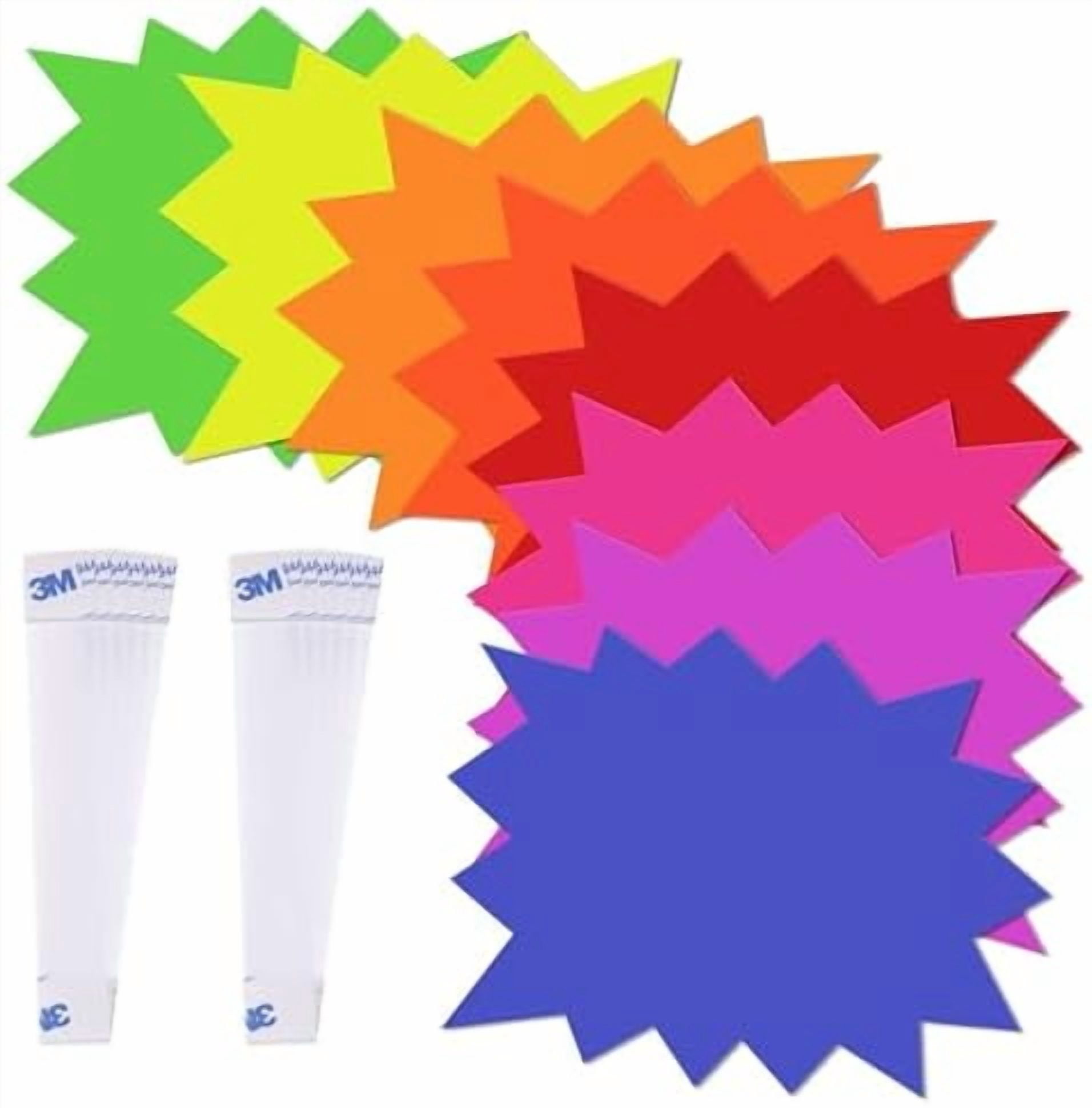 80 Pieces Starburst Signs for Retail with 40 PVC Sticky Transparent Strips, 5*6.6 Inch Fluorescent Garage Sale Stickers, Multicolor Sale Signs for Retail Store, Garage Sale Supplies, Yard Sale St