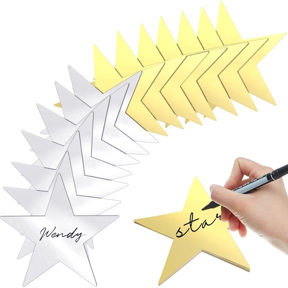 80 Pieces Stars Cutouts Glitter Double Printed Paper Cardboard Decorations Wall Graduation Party Supply 6 Inches Gold Silver Mixed