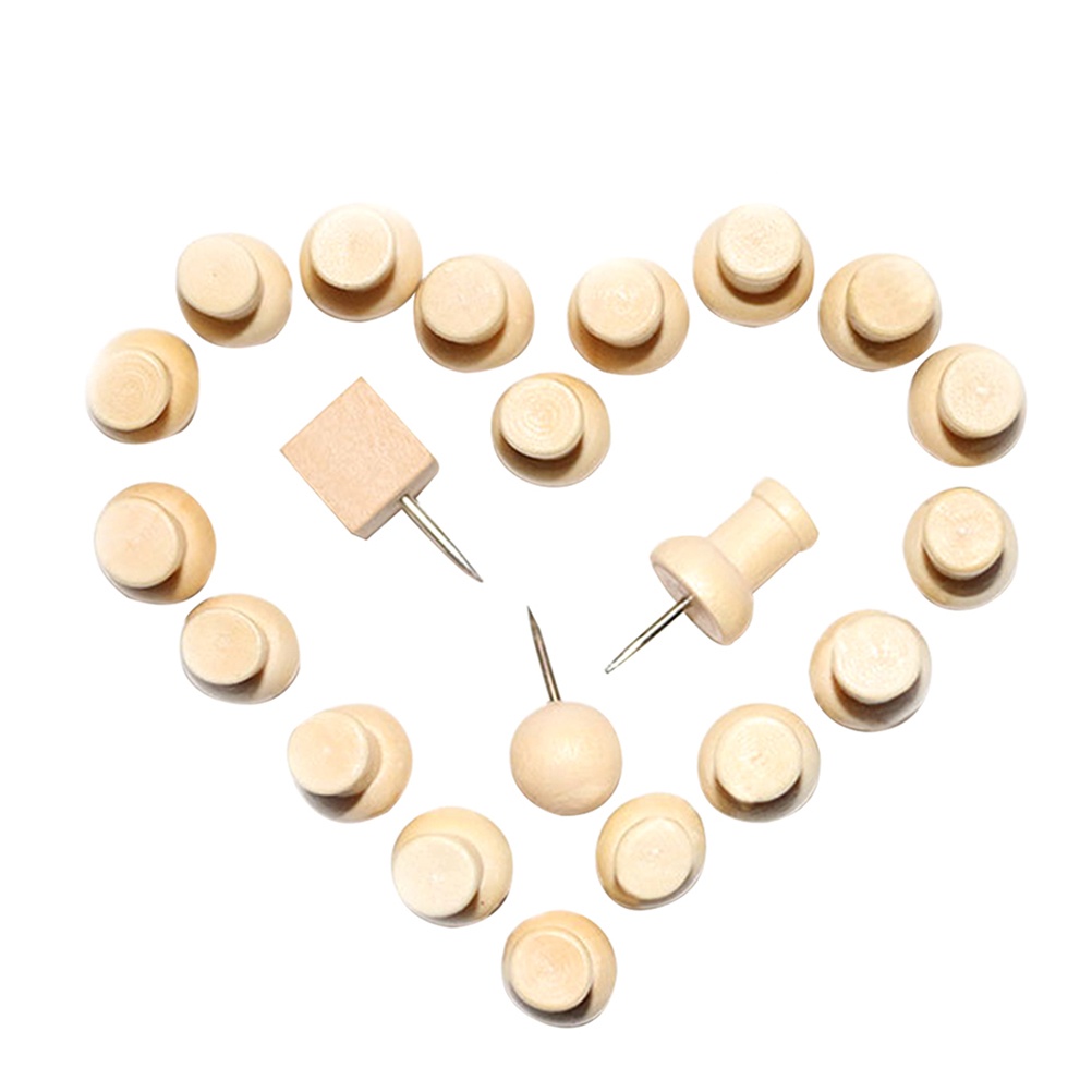 80 Pieces Wood Push DIY IShape Wooden Thumb Tacks Decorative for Cork