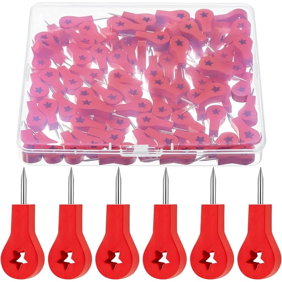 80 Pieces Wood Push Pins Pins for Travel Map Thumb Tacks Map Push Pins Map Tacks in Star for Travel Hanging Art Picture Photo Tapestry Painting Board Map